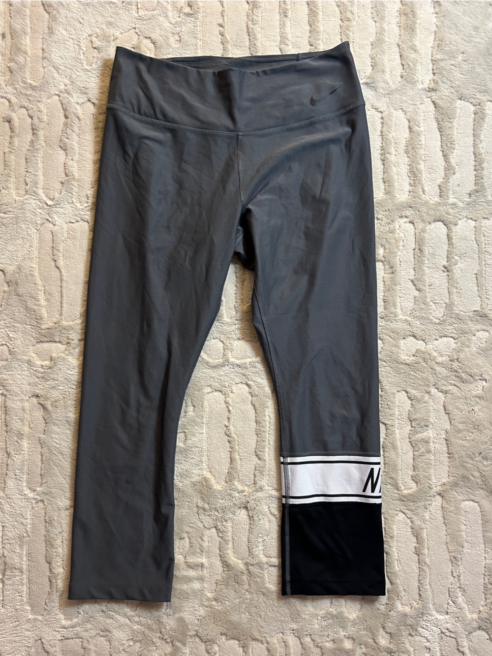Kids Gray Active Leggings with Black Waistband